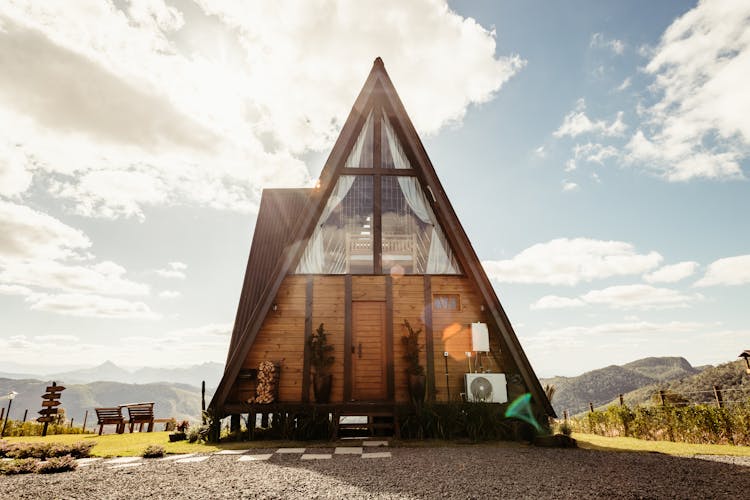 Beautiful Triangular Shaped Wooden Vacation House