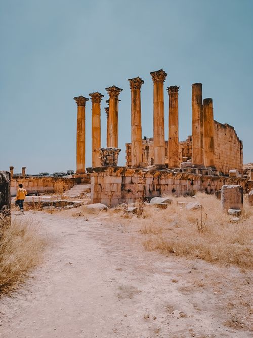 Free Explore the awe-inspiring Temple of Artemis ruins in Jerash, Jordan, a historic architectural marvel. Stock Photo