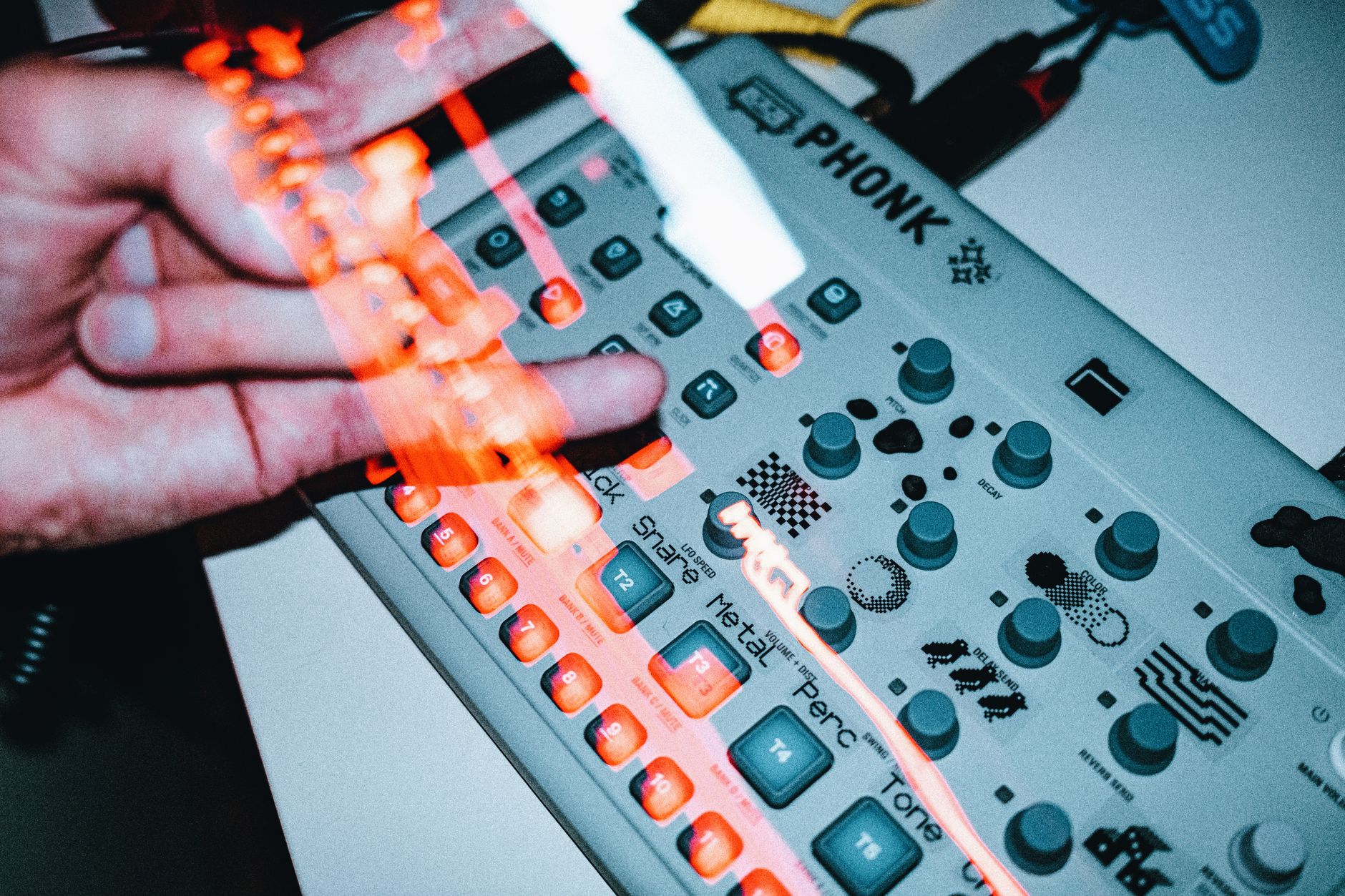 Patch A/B Test Hands testing three synth patches on a MIDI keyboard for A/B comparison