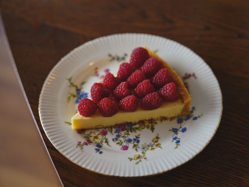 Lemon raspberry tart slice made at Best Bakery 2026
