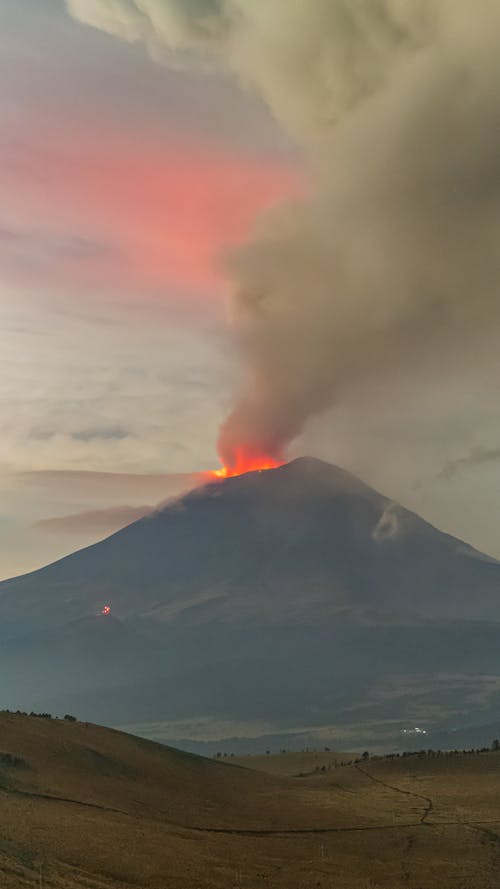 Smoke Plume Rising from Erupting Volcano, Popocatepetl, Mexico