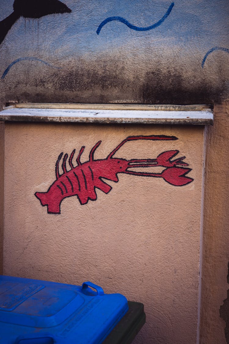 Lobster Painting On Building Wall