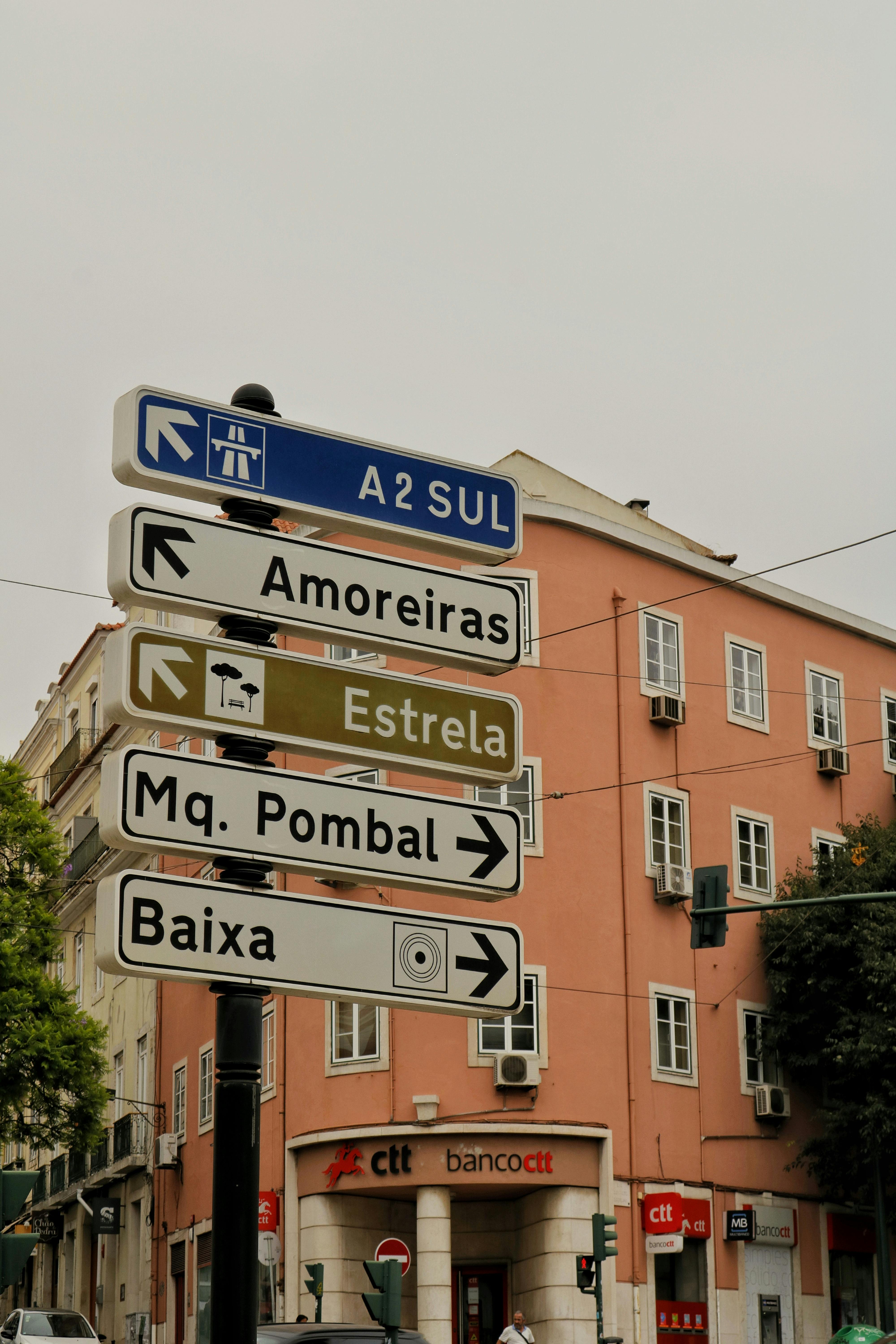 Signpost Showing Directions on a Street in Lisbon, Portugal · Free