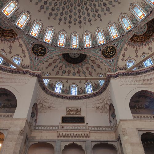 Free Intricate Islamic architecture of the Kocatepe Mosque's decorated dome in Ankara, Turkey. Stock Photo