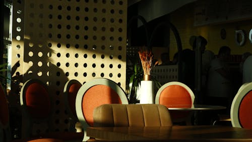 Sunlight Falling onto the Restaurant Furniture