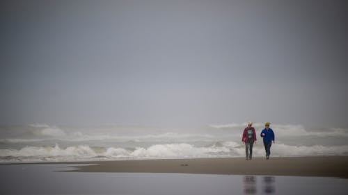 Immagine gratuita di bagnasciuga, camminando, cielo coperto