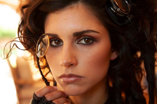 Cosplayer Holding a Monocle