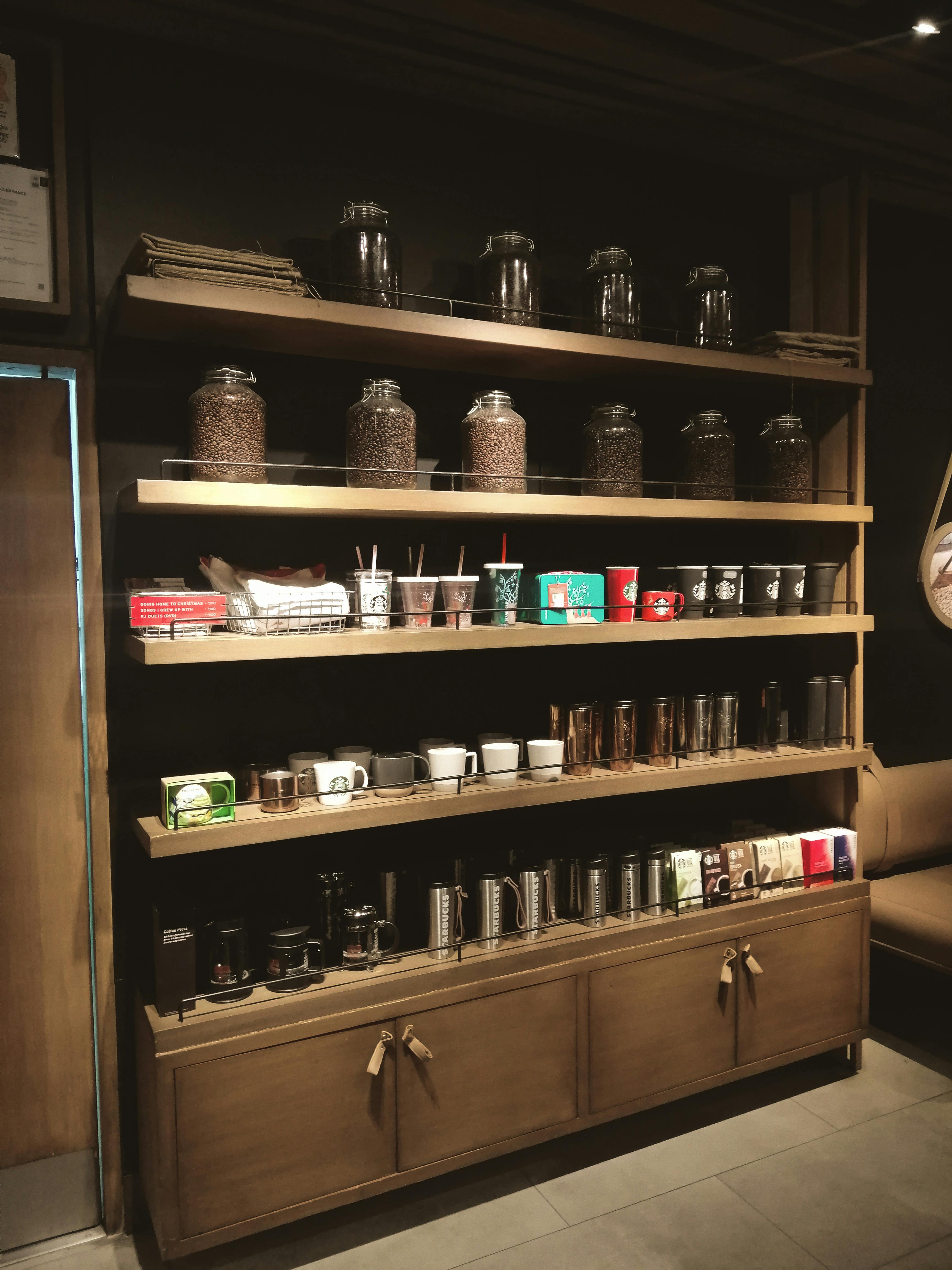 Free stock photo of coffee, display, mugs