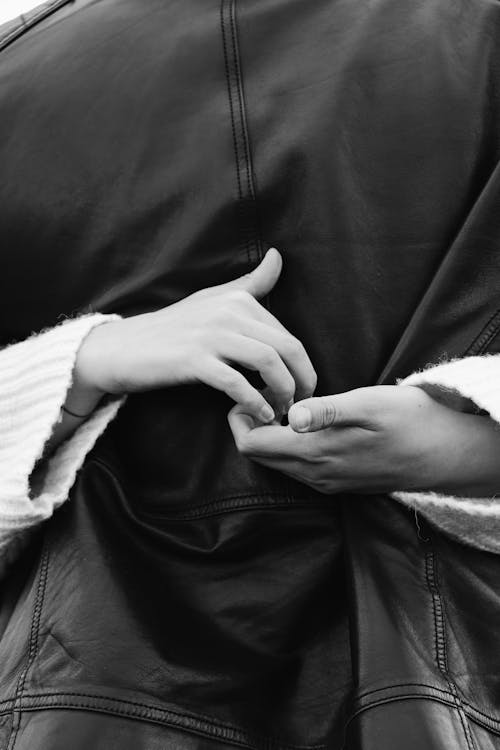 Close up of Hands Together in Black and White