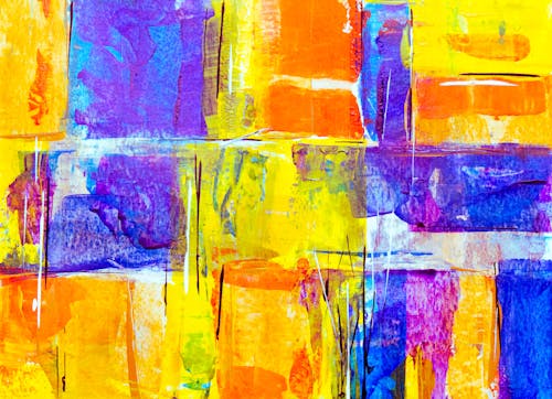 Yellow, Orange And Blue Abstract Painting