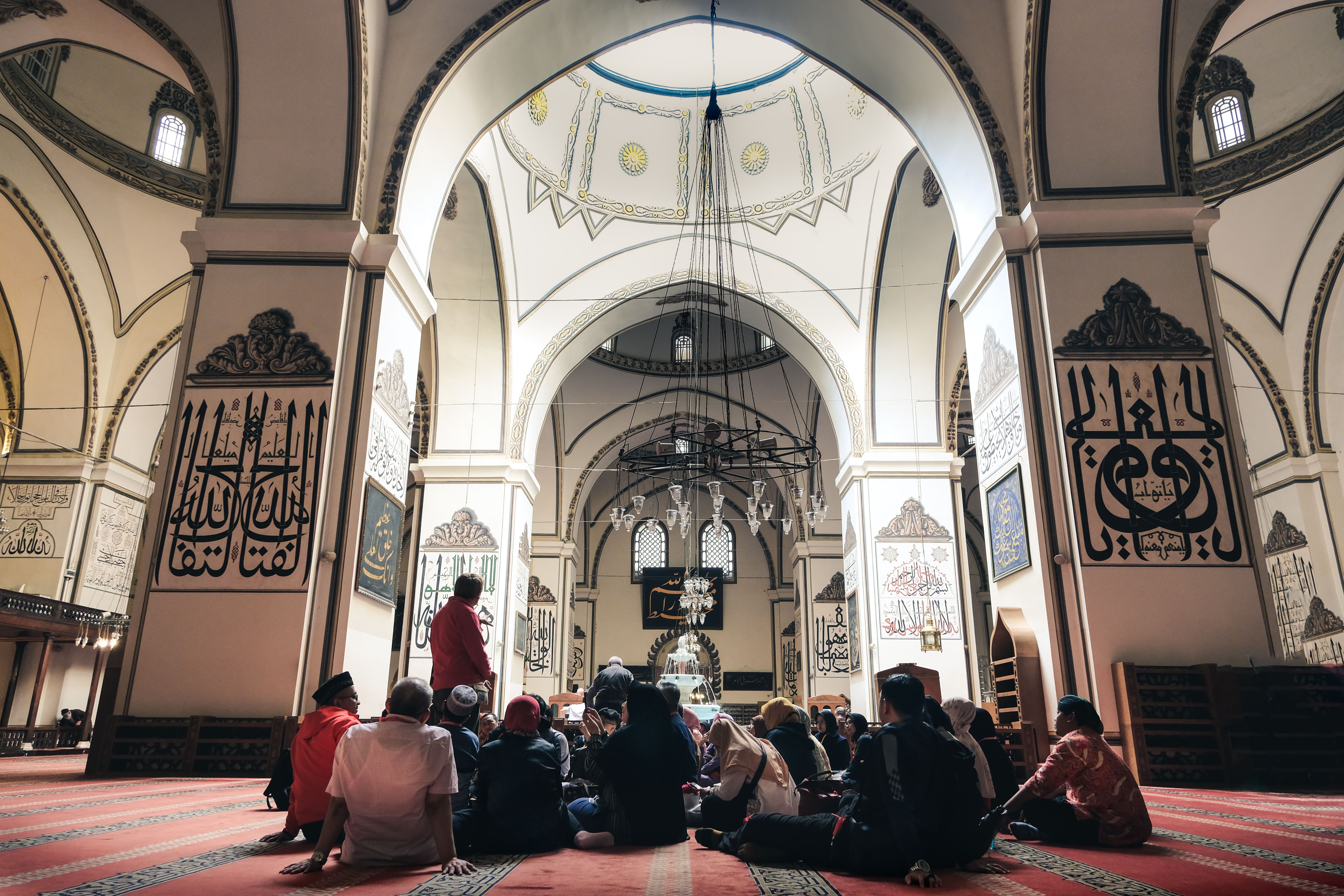 People Sitting at Grand Mosque of Bursa · Free Stock Photo
