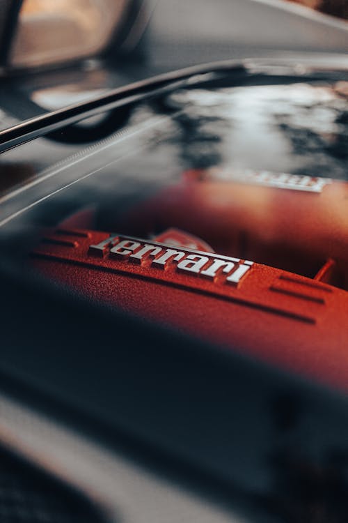Close-up of the Ferrari Logo on a Car