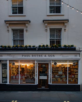Exterior of Paul Rothe & Son delicatessen in London, showcasing its traditional British charm.