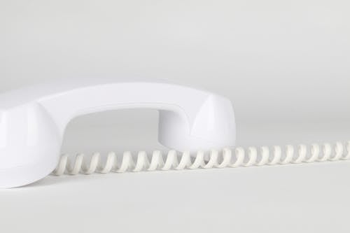 White Telephone in Close Up