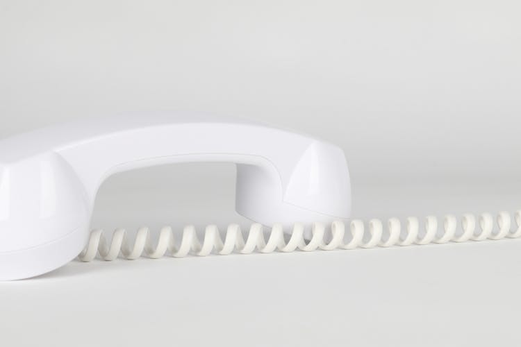 White Telephone In Close Up