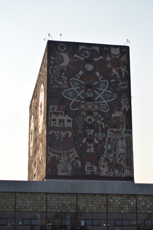 UNAM University Building Wall with Mural