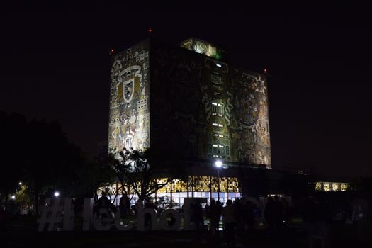 UNAM University Building at Night