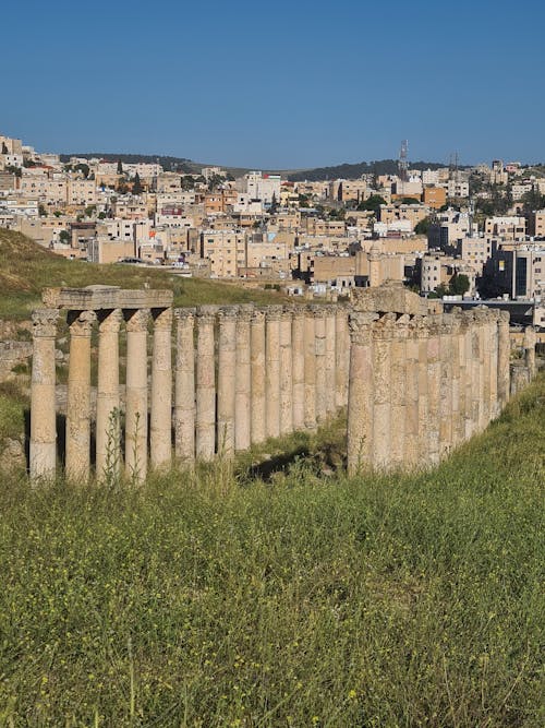 Ancient Roman Ruins in the City of Jerash in Jordan 