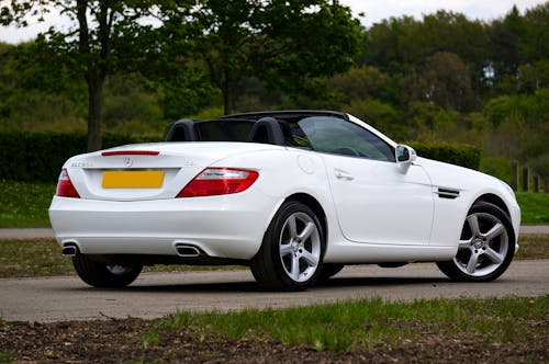 View of a White Mercedes-Benz SLK 250