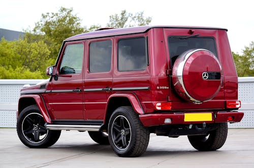 A Red Mercedes-Benz G350d on a Parking Lot 