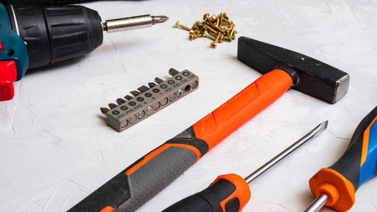 Construction tools for construction.Upoven, rasp knife, tape measure. · Free Stock Photo