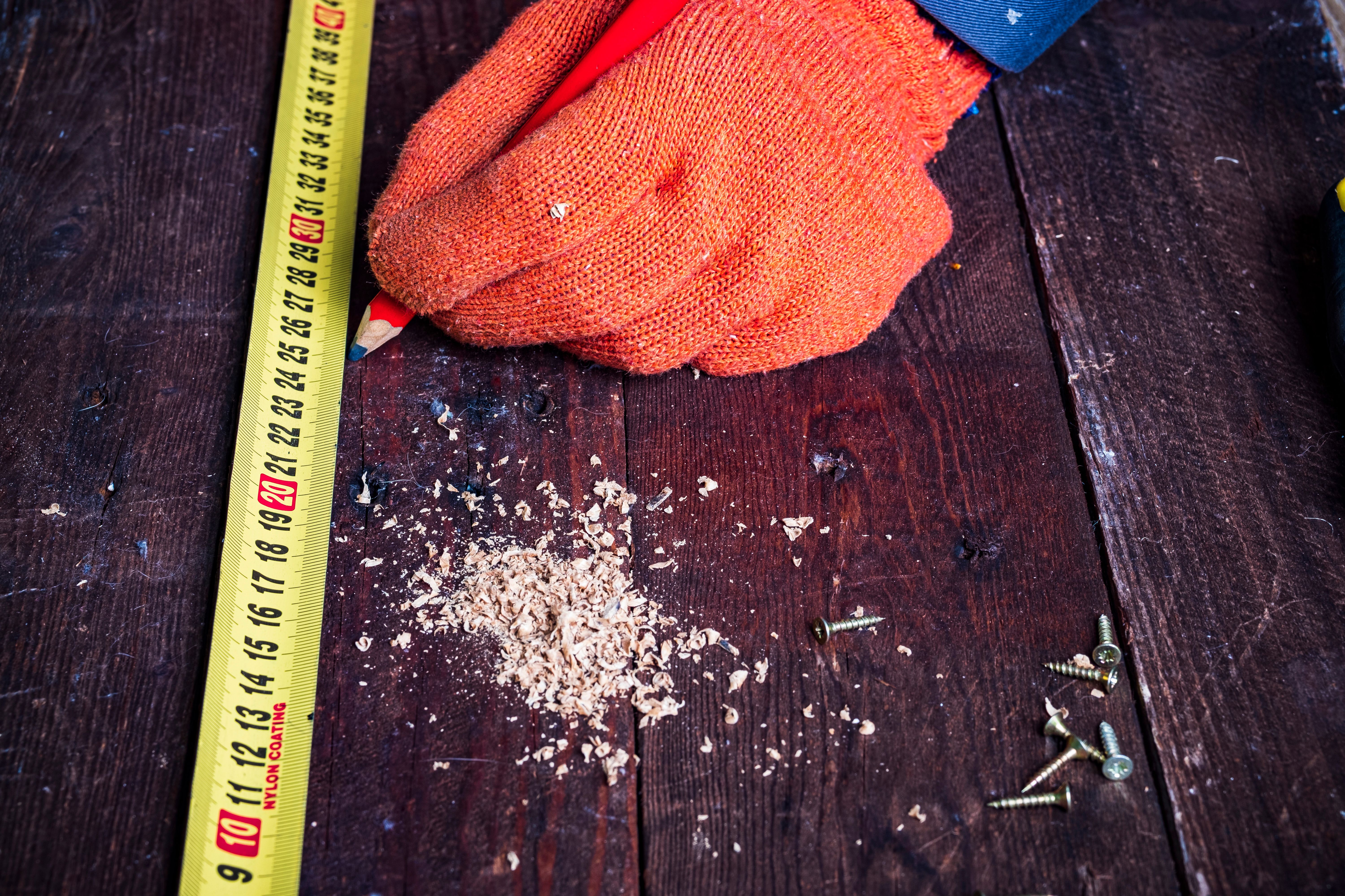 Construction tools for construction.Upoven, rasp knife, tape measure. · Free Stock Photo