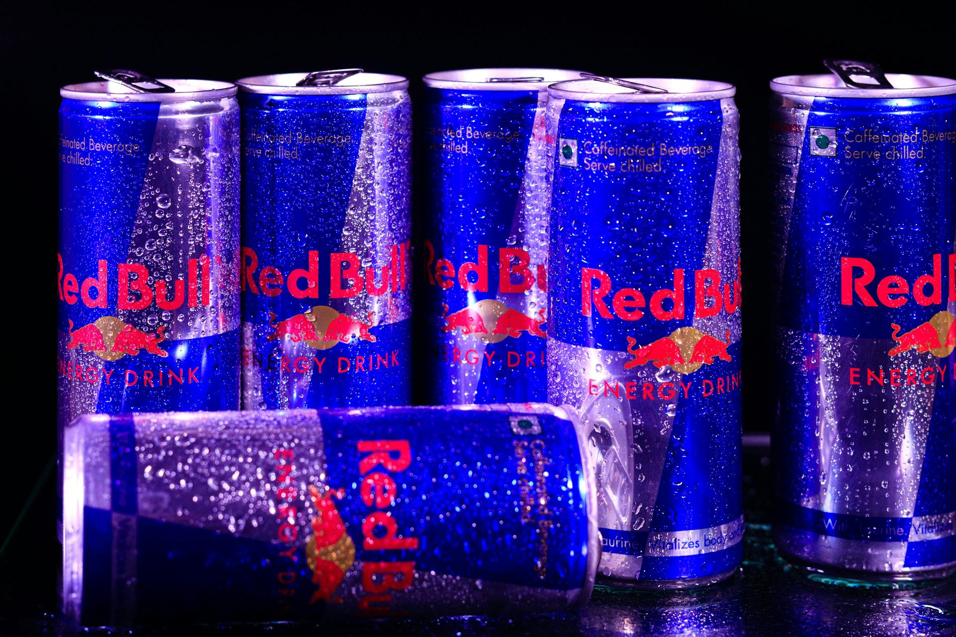 Wet Red Bull Cans