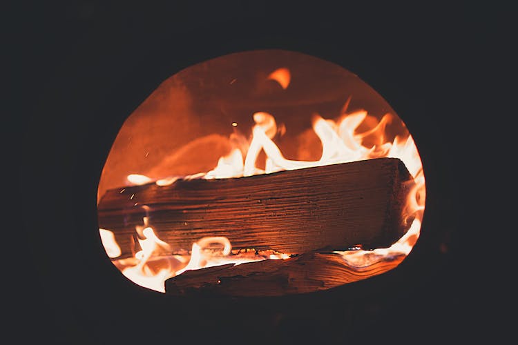 Close-up Photo Of Burning Wood In Fireplace