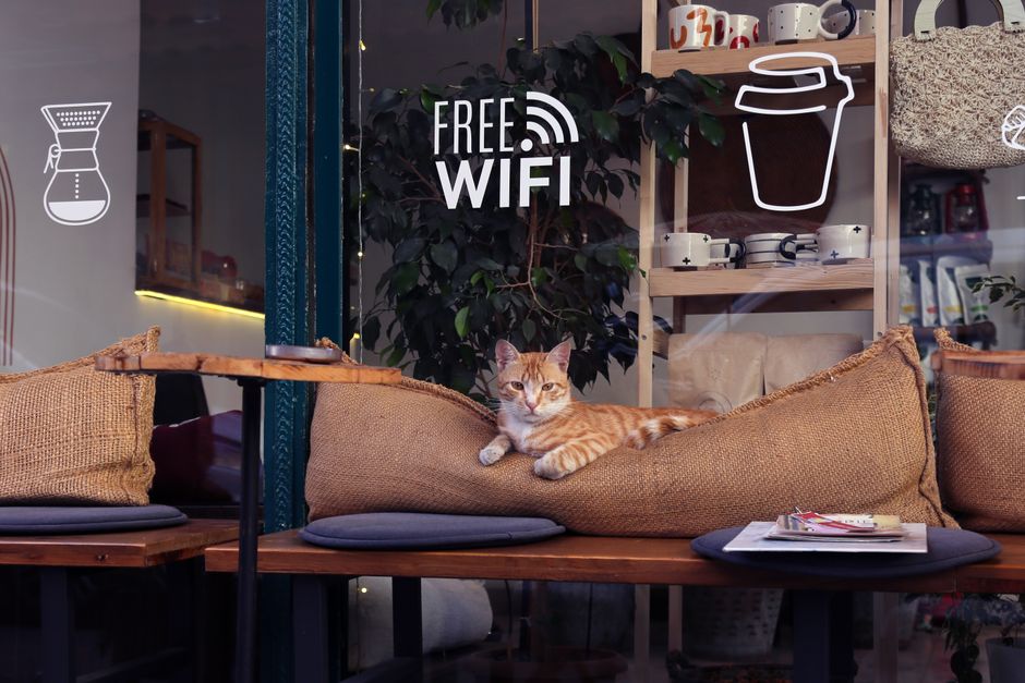 Free Wi-Fi sign in a European city