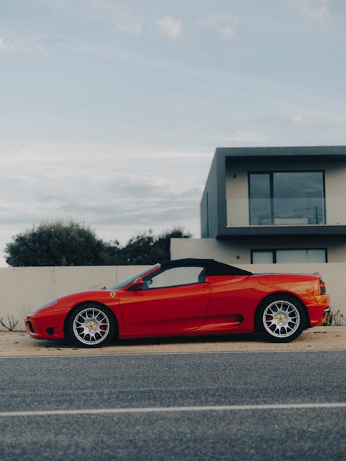 Convertible Sports Car Standing on Roadside