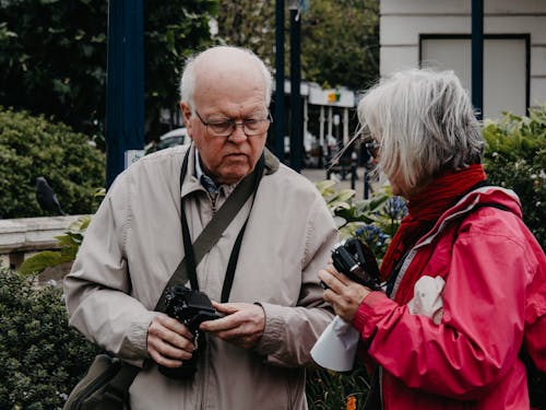 Elderly Man and Woman in Jackets