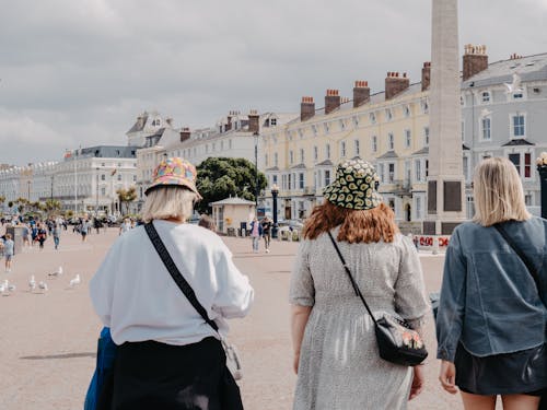 Women Walking on Promenade in Llandudno