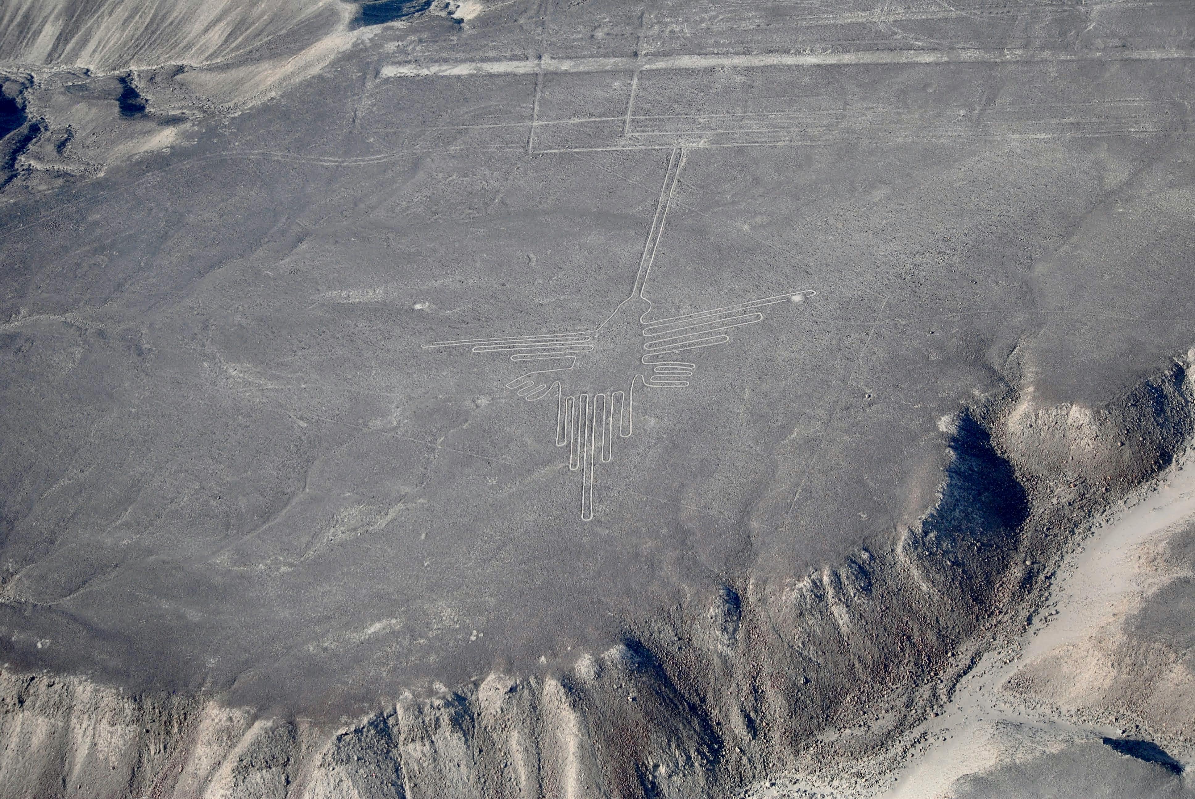 nazca lines on sunlit rock