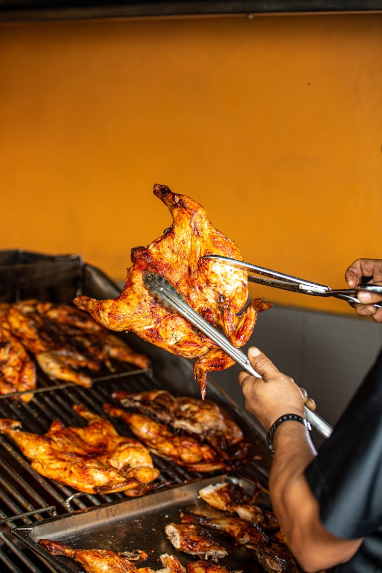 Chicken Roasted On A Barbecue