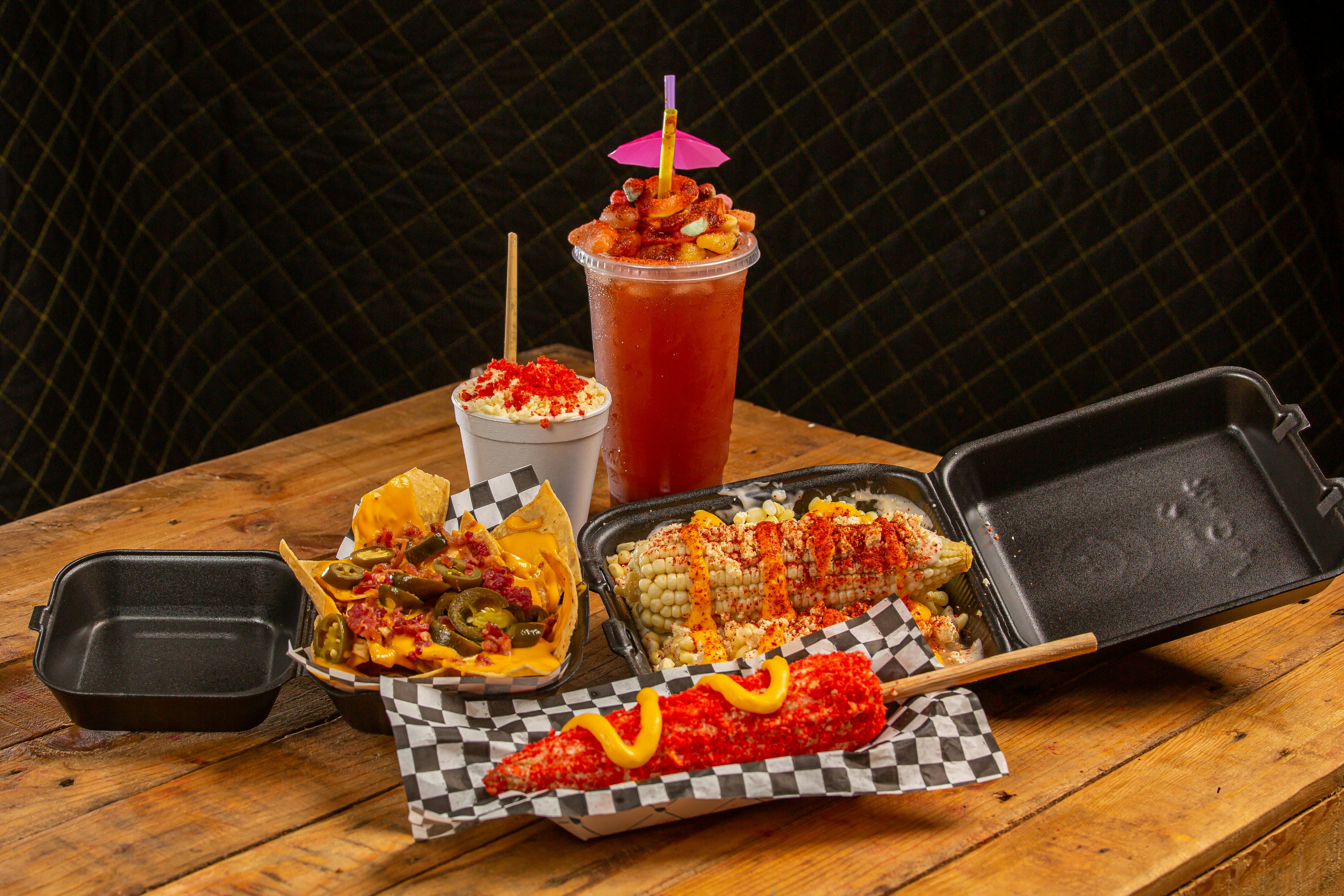 Kostnadsfria Kostnadsfri bild av aptitretare, behållare, corn dog Stock foto