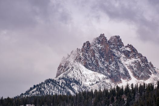 探索爱达荷州洛曼令人惊叹的雪山，在宁静的冬季景观中捕捉美景