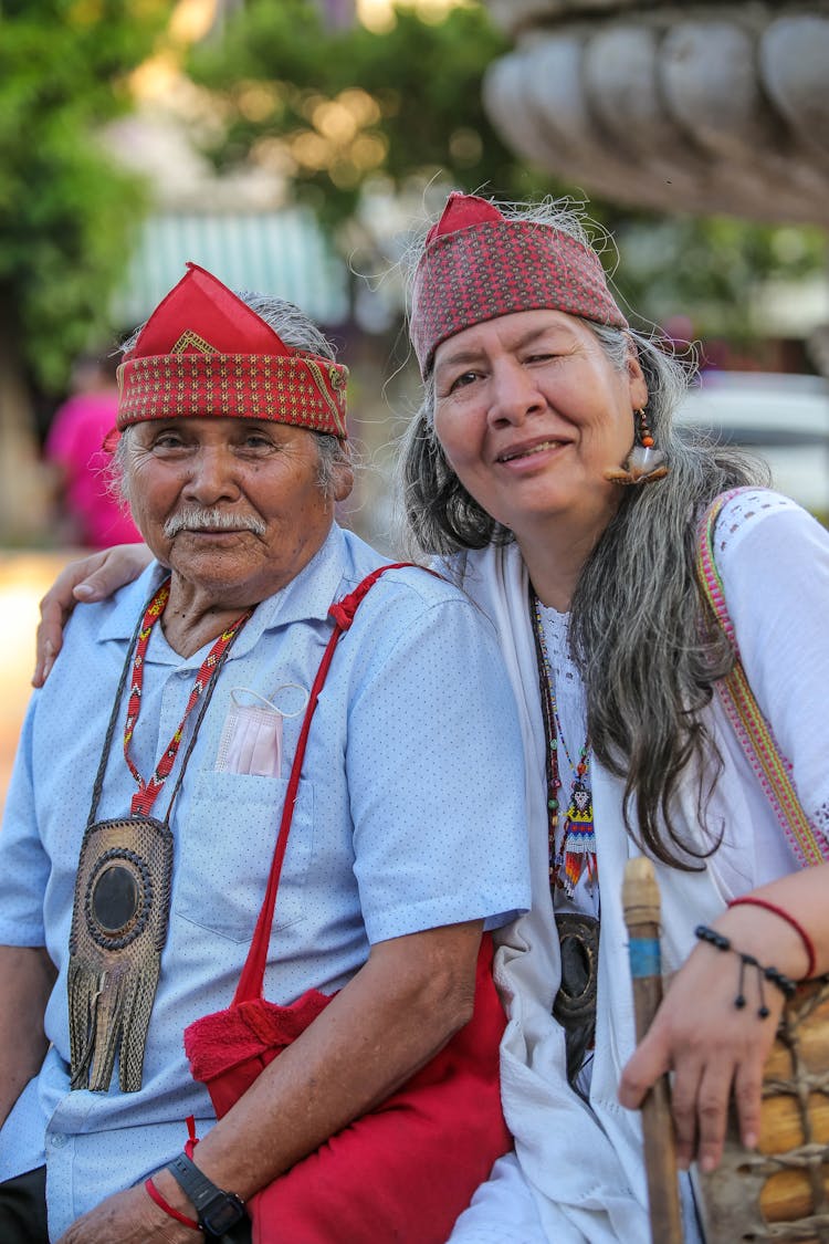 Portrait Of A Senior Couple Celebrating A Mexican Holiday