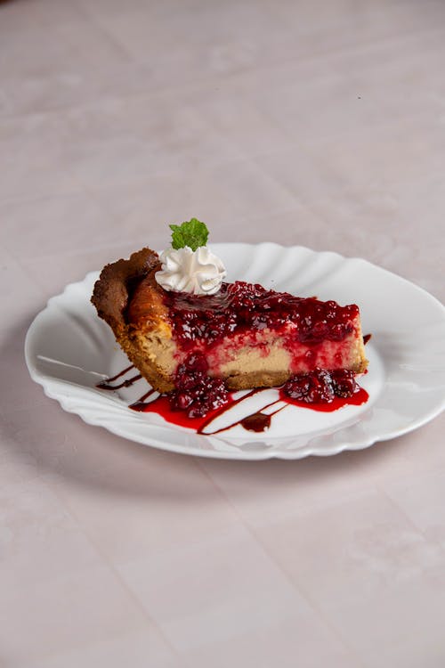 Cake with Fruit on Plate