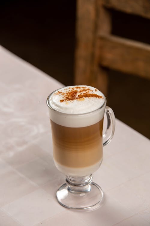 Latte Served in Glass 