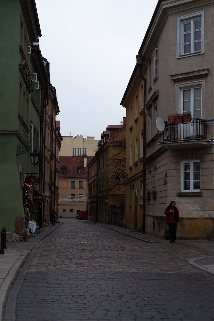 Empty, Cobblestone Street In Old Town