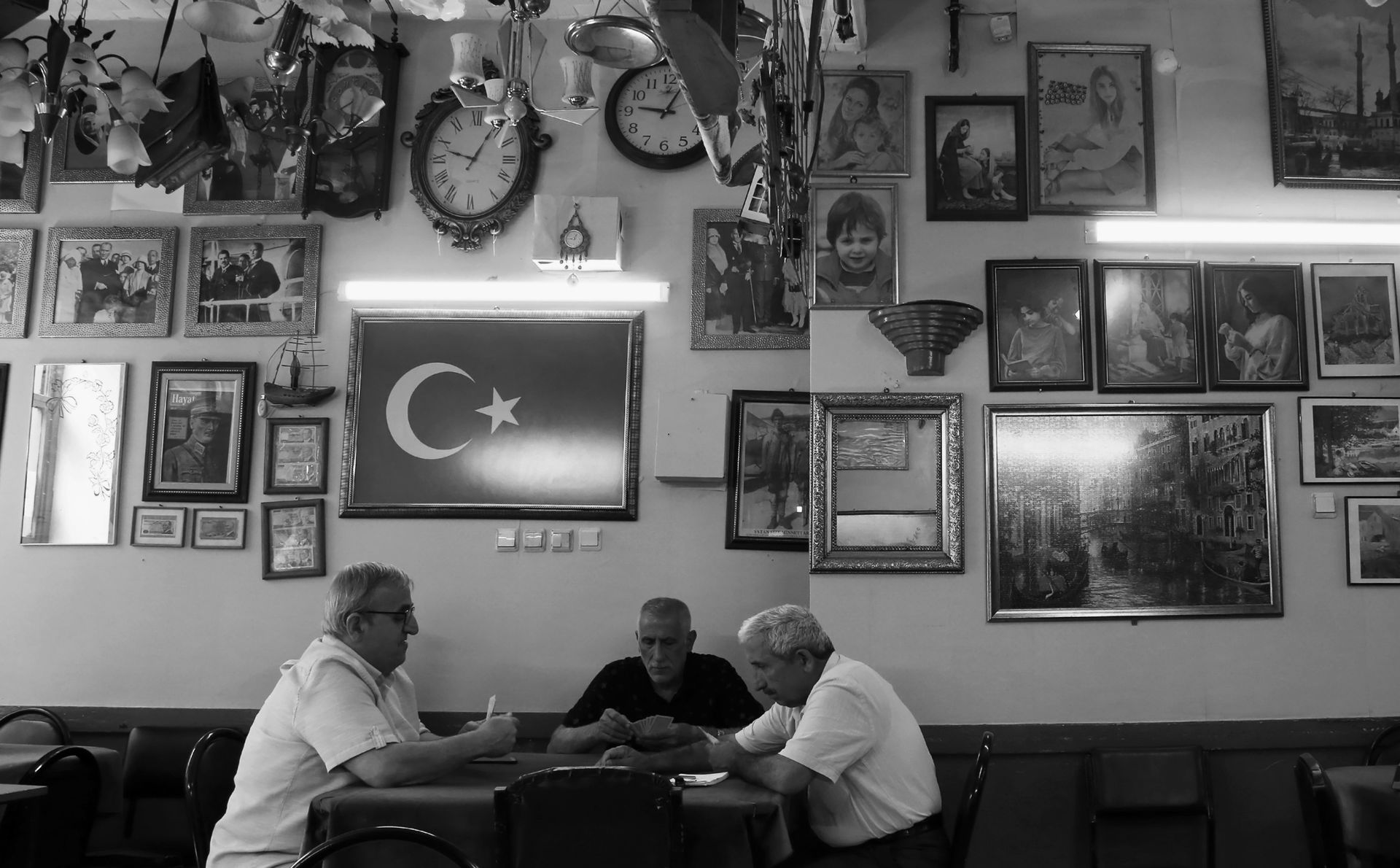 Retirees Playing Card at Bar