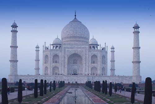 Front View of the Taj Mahal in Agra, Uttar Pradesh, India