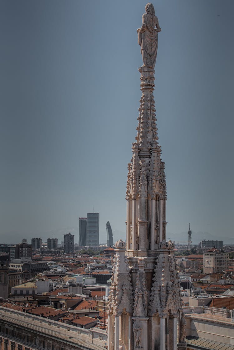 Close-up Of One Of The Towers Of The Milan Cathedral, Milan, Lombardy, Italy 