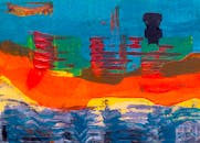 这幅色彩缤纷的抽象艺术作品，以现代表现主义风格，运用生动的丙烯酸颜料层层绘制而成