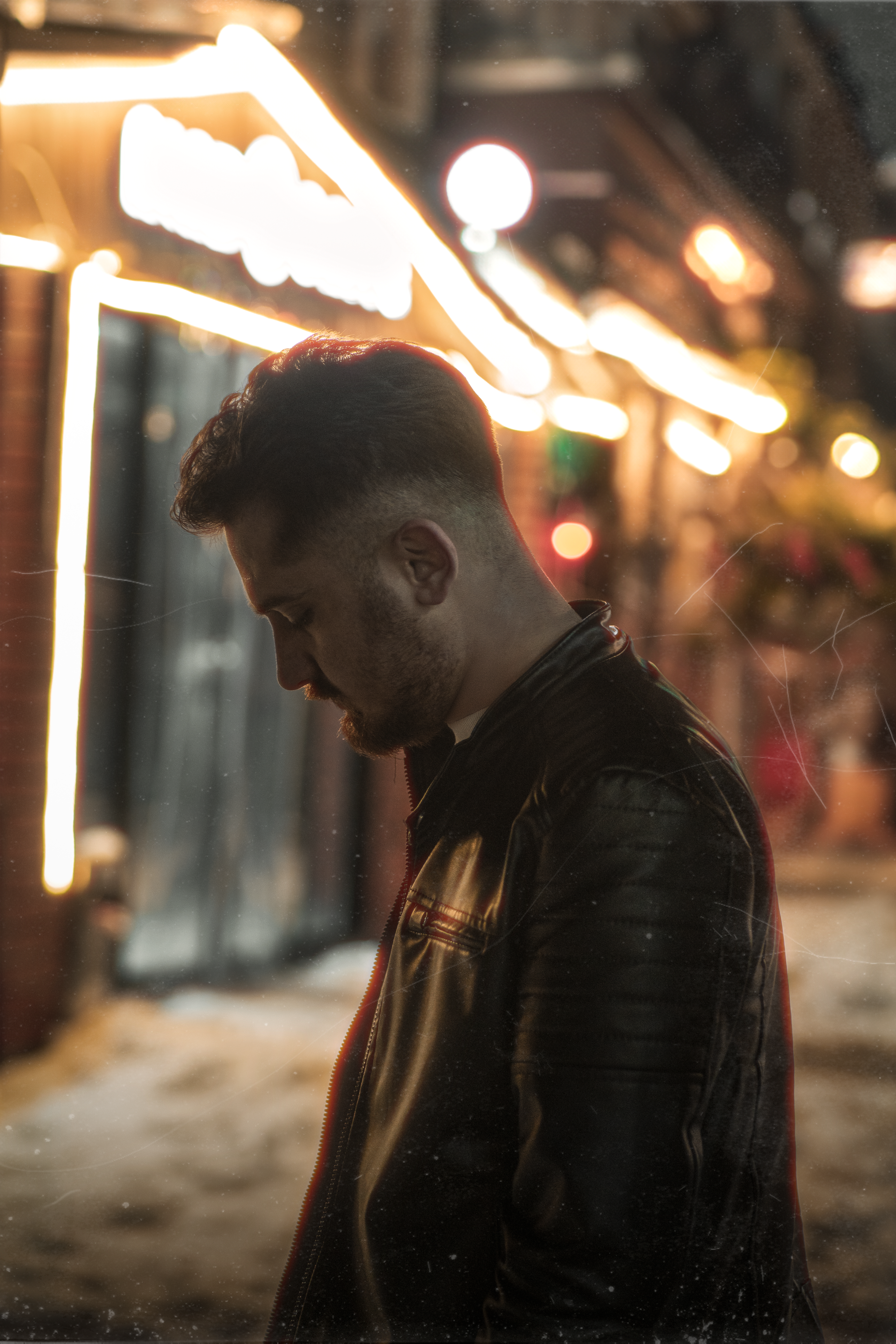 Man in Leather Jacket at Night · Free Stock Photo