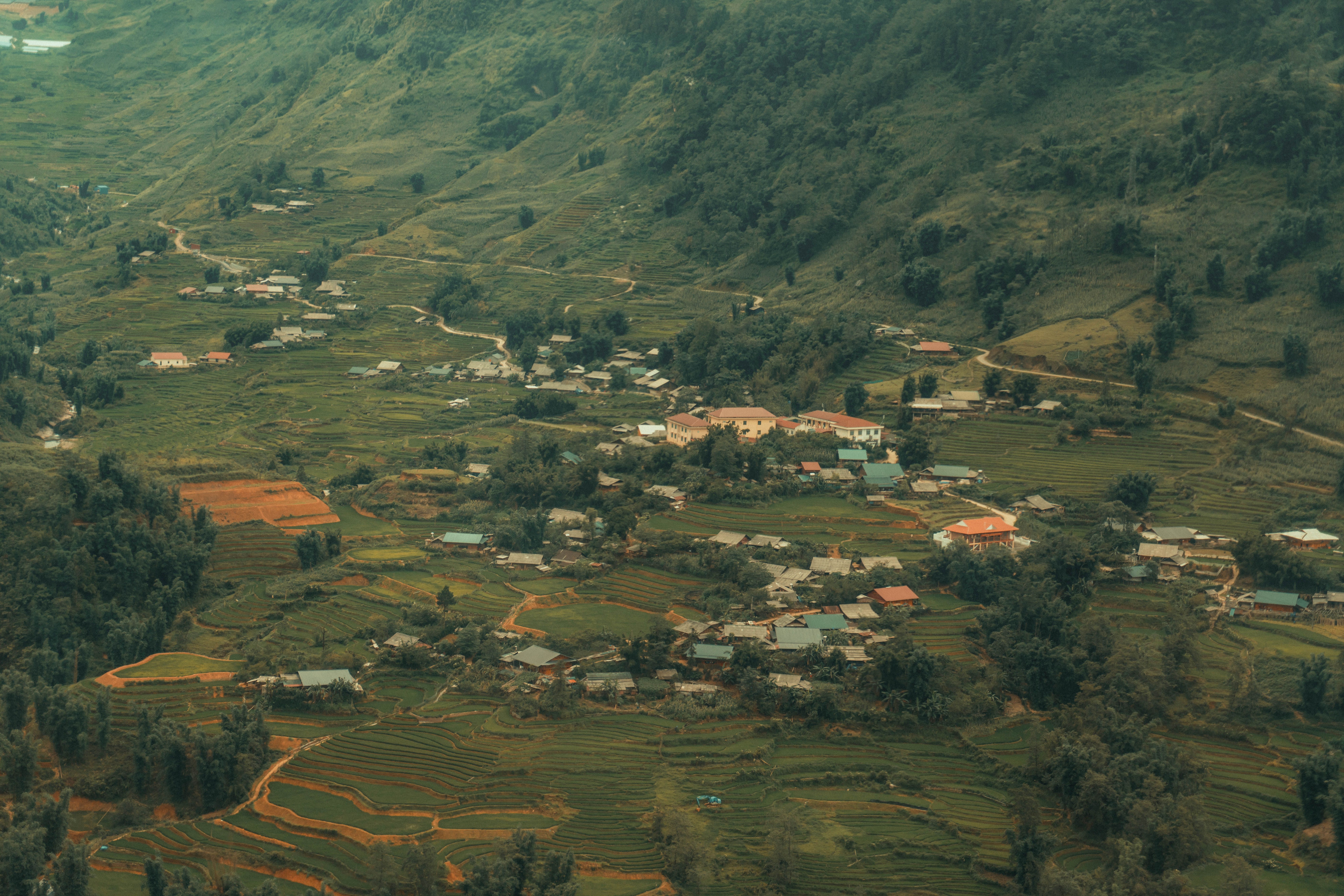 Aerial View of a Mountain Village · Free Stock Photo