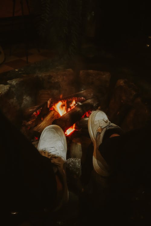 Feet and a Bonfire in the Dark