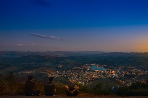 Free A peaceful evening overlooking Lambari, Brazil with city lights and a serene landscape. Stock Photo