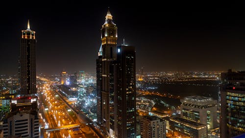 Free stock photo of city lights, dark, dubai