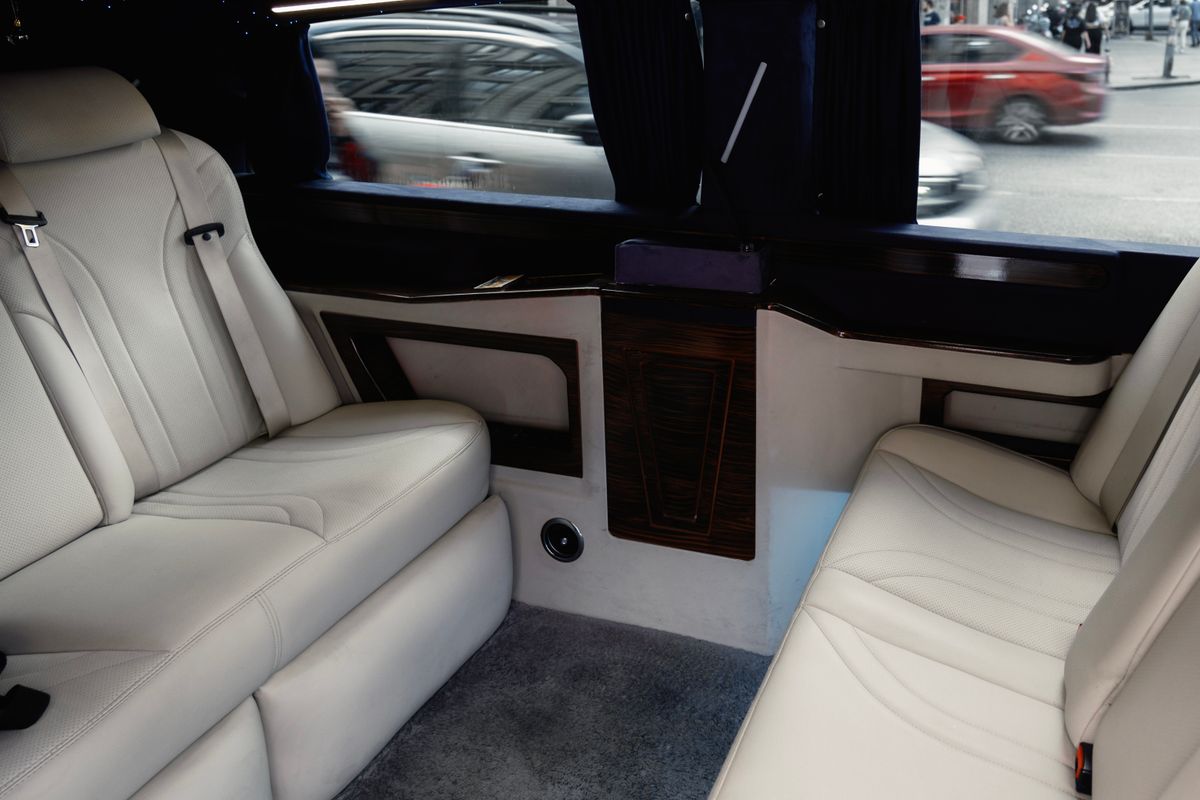 White leather limousine interior